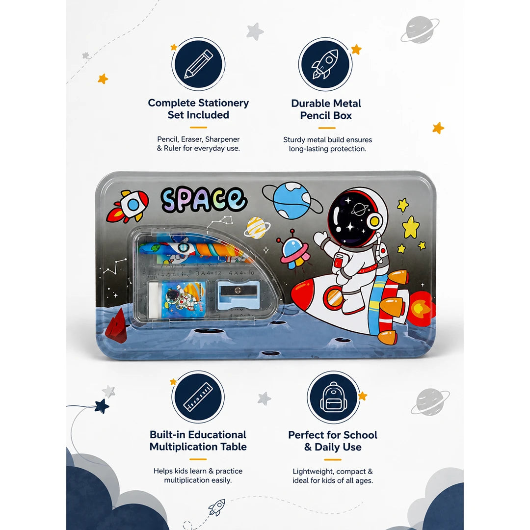 Space Explorer Metal Pencil Box Set