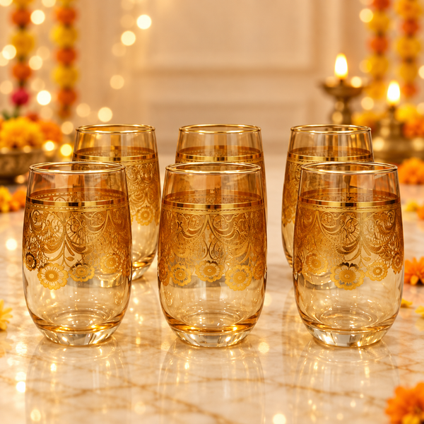 Golden Lace Drinking Glasses