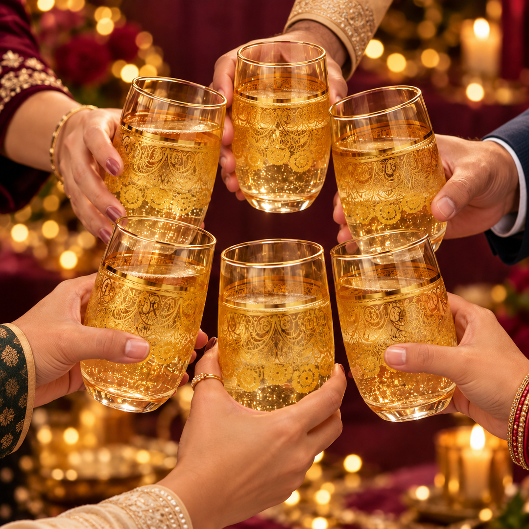 Golden Lace Drinking Glasses
