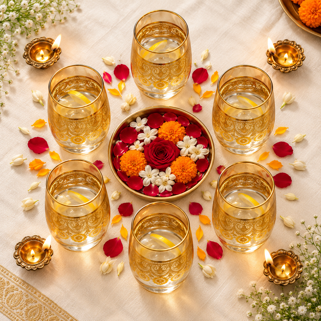 Golden Lace Drinking Glasses