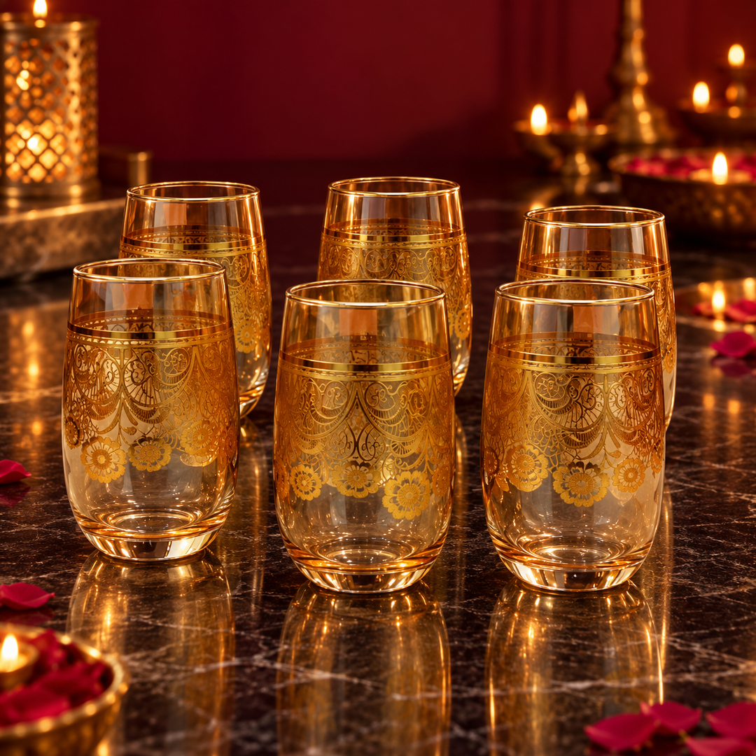Golden Lace Drinking Glasses