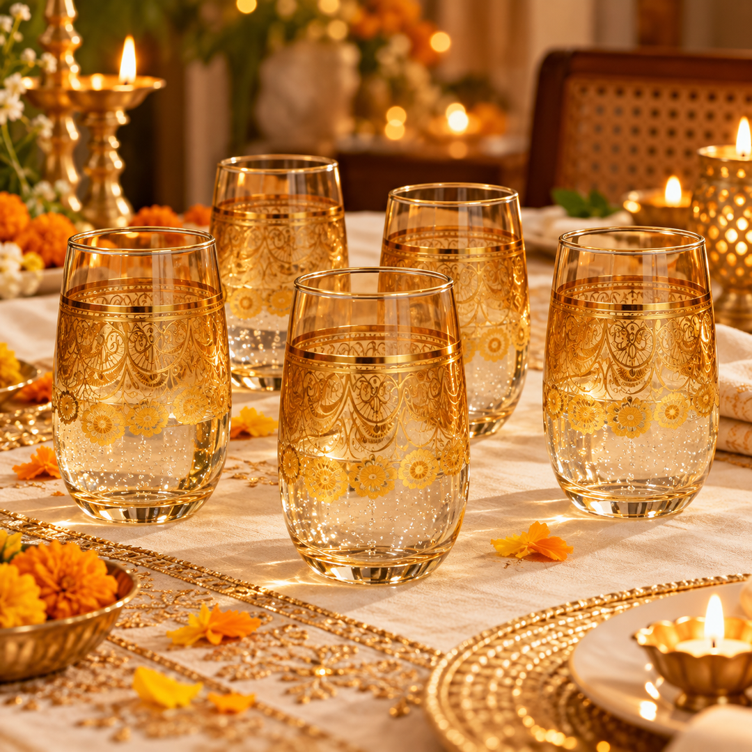 Golden Lace Drinking Glasses
