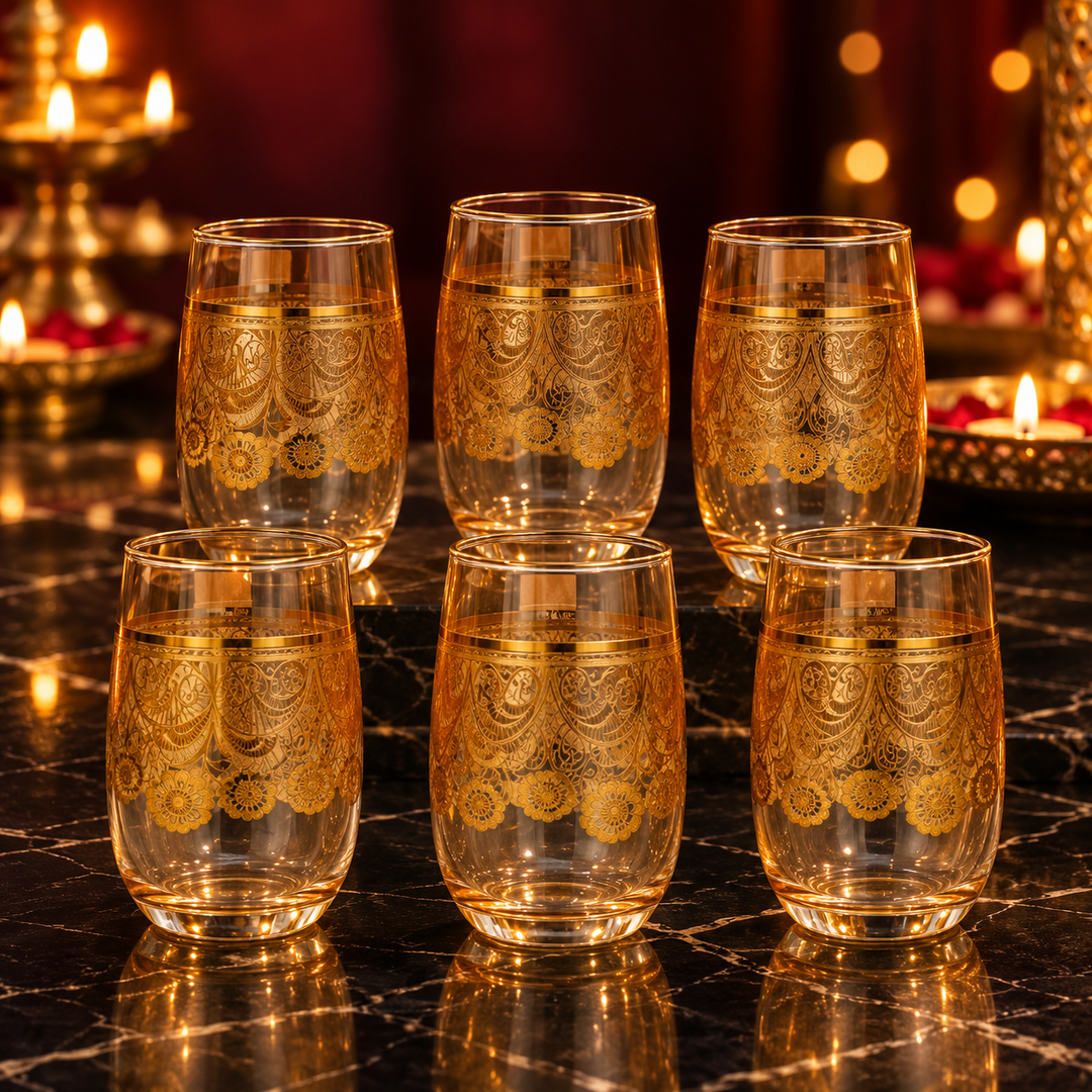 Golden Lace Drinking Glasses