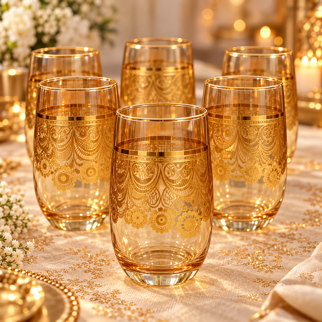 Golden Lace Drinking Glasses