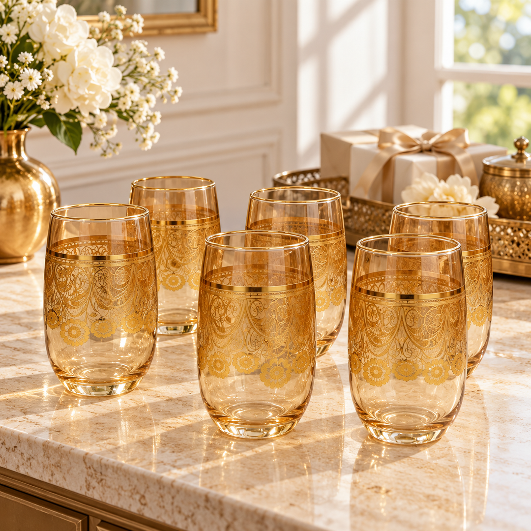 Golden Lace Drinking Glasses