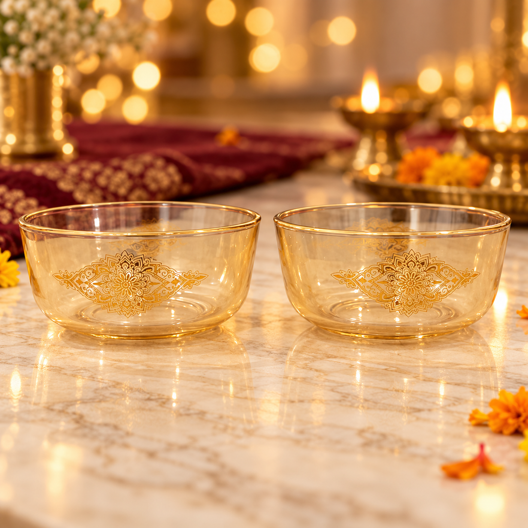 Golden Bloom Bowl Set