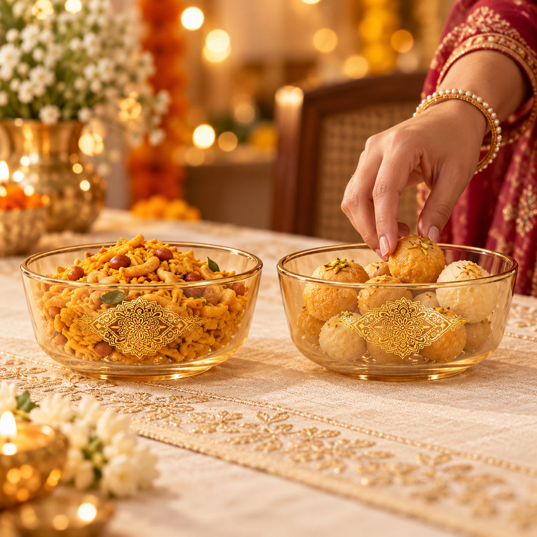 Golden Bloom Bowl Set