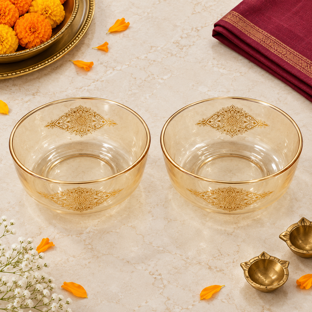 Golden Bloom Bowl Set