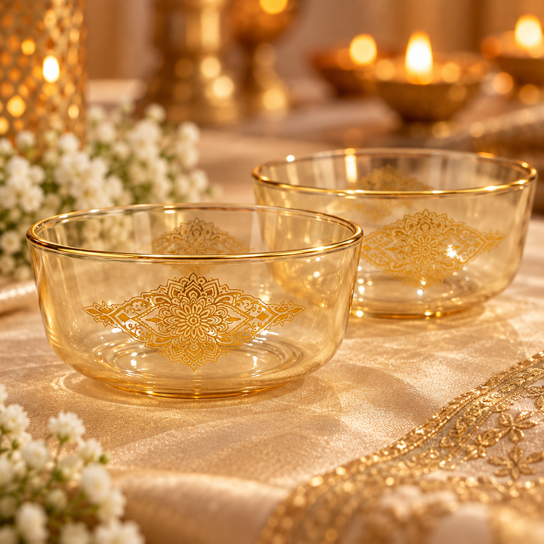 Golden Bloom Bowl Set