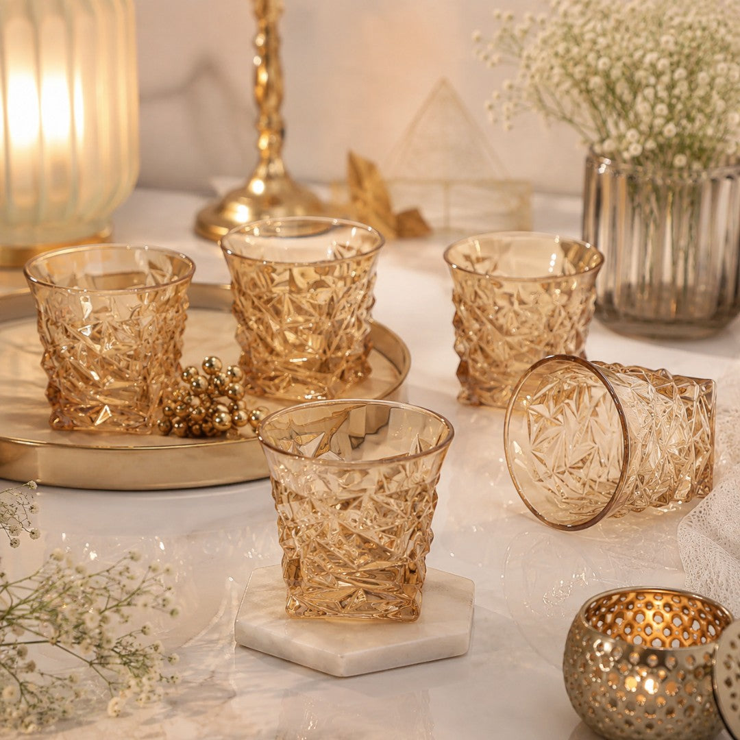 Amber Prism Jewel Glassware Set