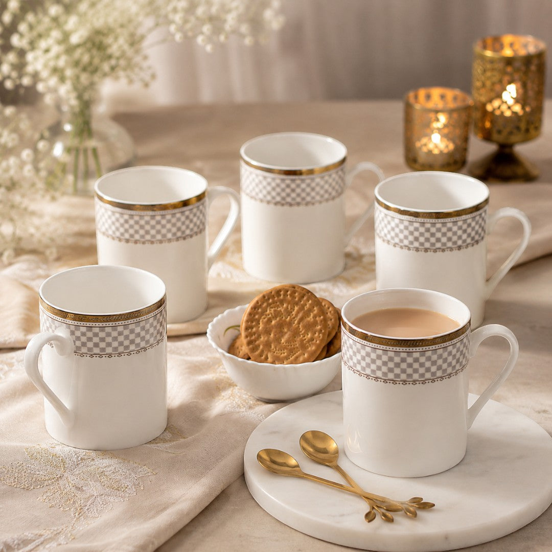 Elegant White Coffee Mug Set