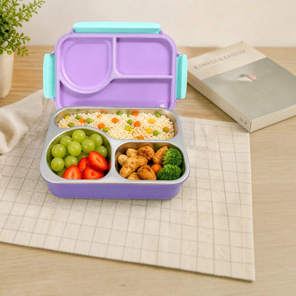 Mermaid Magic 3-Compartment Stainless Steel Kids Lunch Box