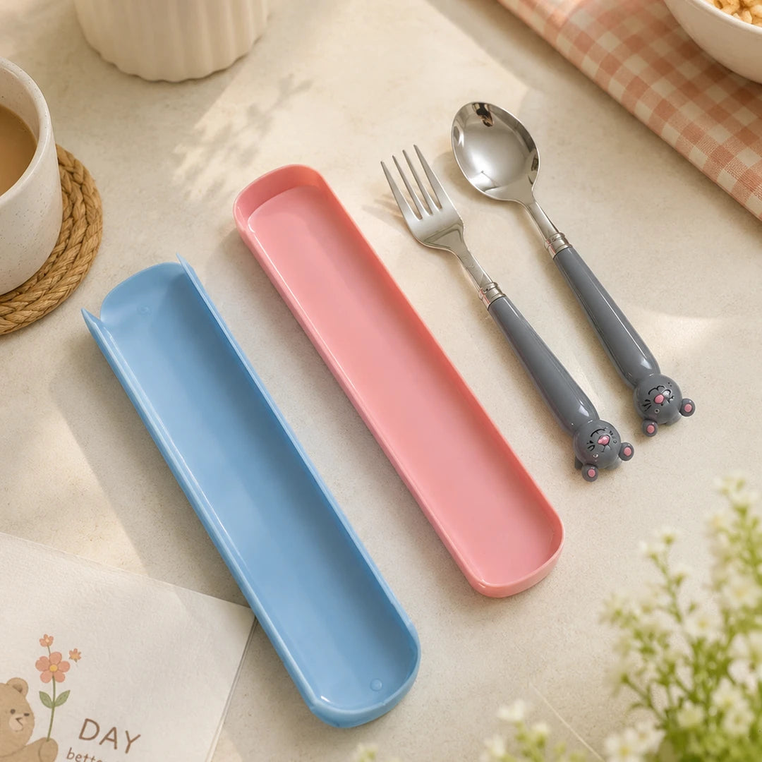 TinyMouse Kids Spoon & Fork Set with Travel Case