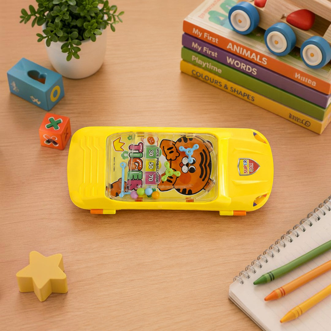 Yellow Car-Shaped Password Lock Pencil Box with Mini Pinball Game