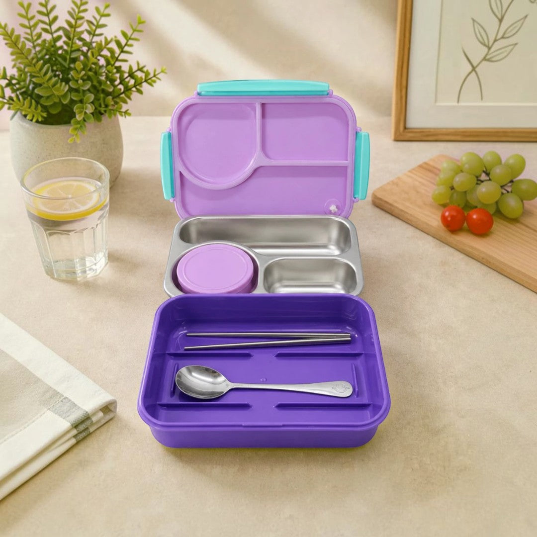 Mermaid Magic 3-Compartment Stainless Steel Kids Lunch Box
