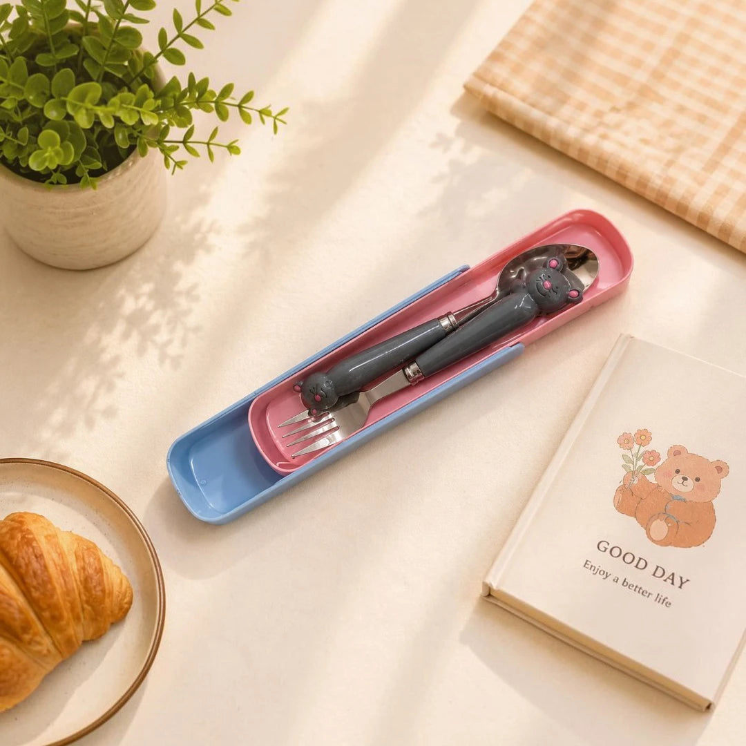 TinyMouse Kids Spoon & Fork Set with Travel Case