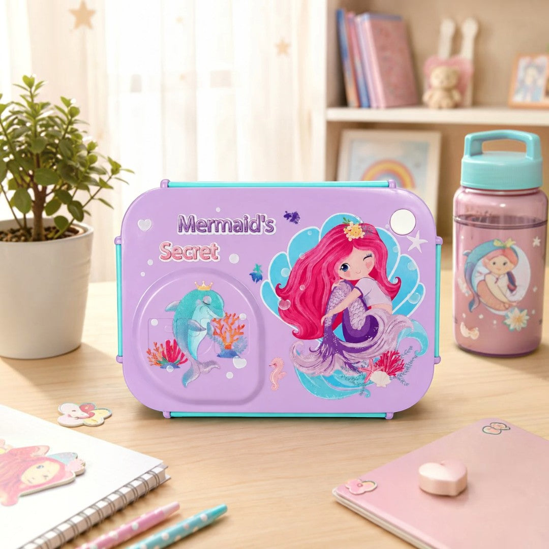 Mermaid Magic 3-Compartment Stainless Steel Kids Lunch Box