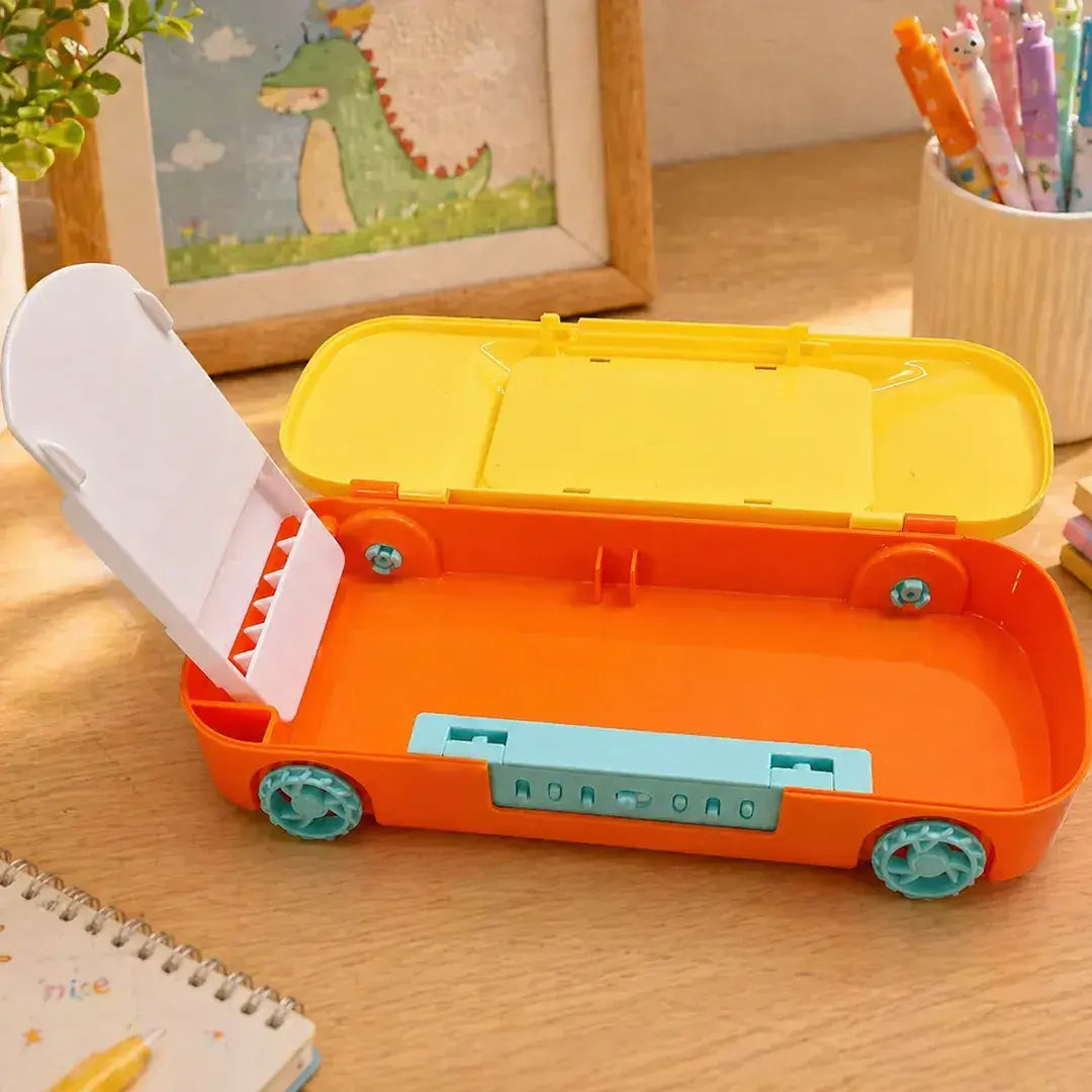 Yellow Car-Shaped Password Lock Pencil Box with Mini Pinball Game
