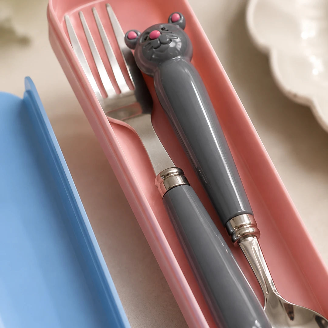 TinyMouse Kids Spoon & Fork Set with Travel Case