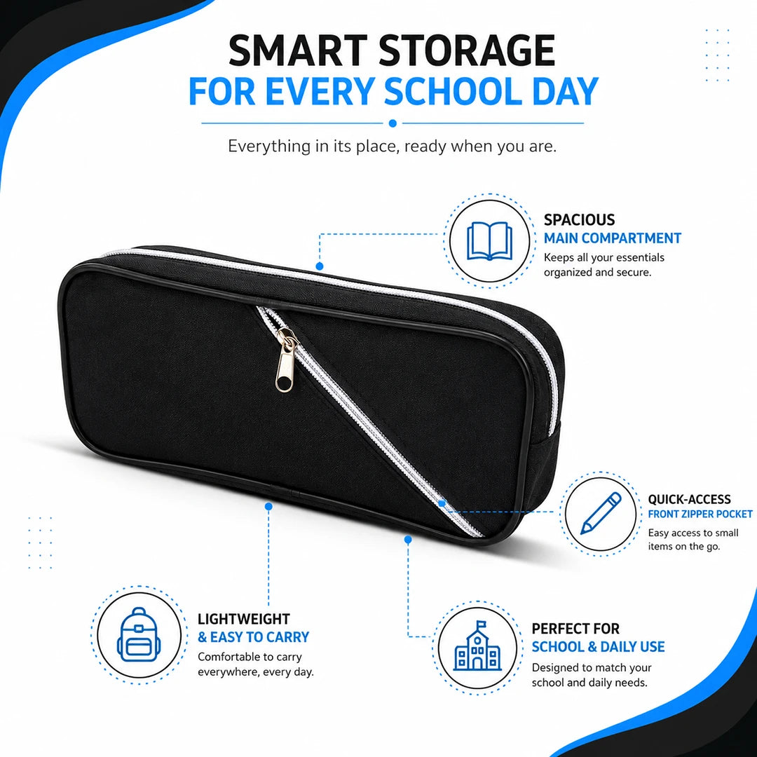 Midnight Edge Dual-Zip Pencil Pouch