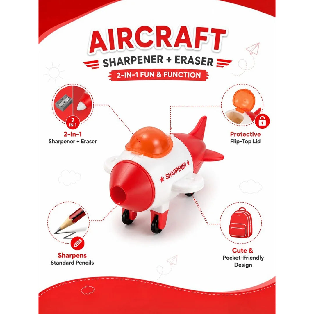 Jet Wing Duo 2-in-1 Aircraft Sharpener and Eraser Combo