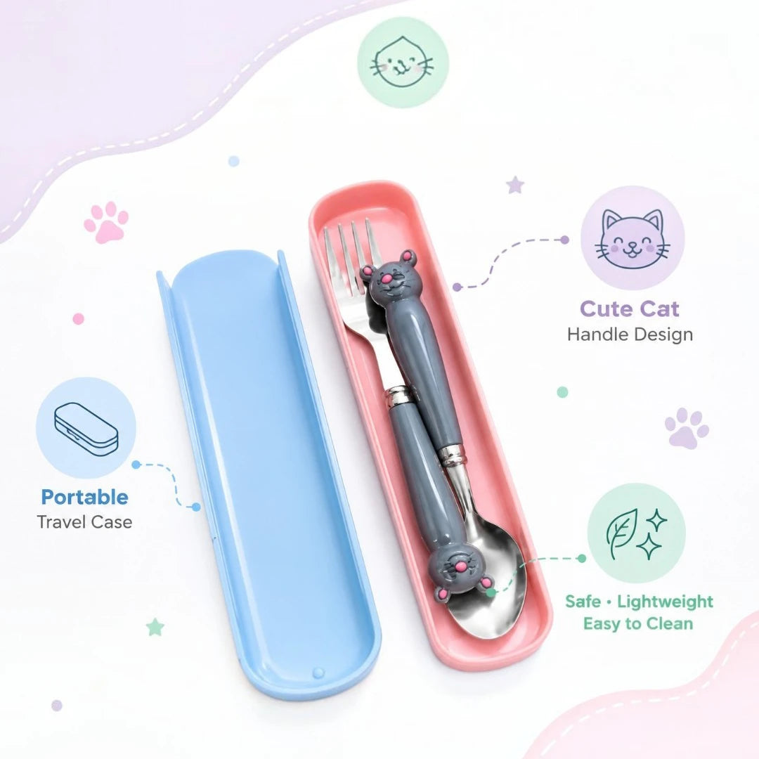 TinyMouse Kids Spoon & Fork Set with Travel Case