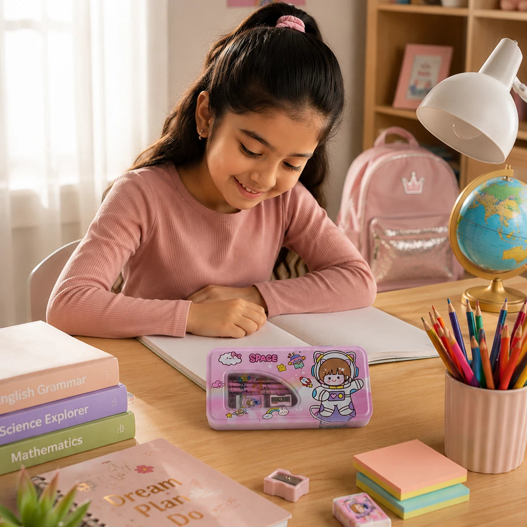 Cosmic Princess Metal Pencil Box Set