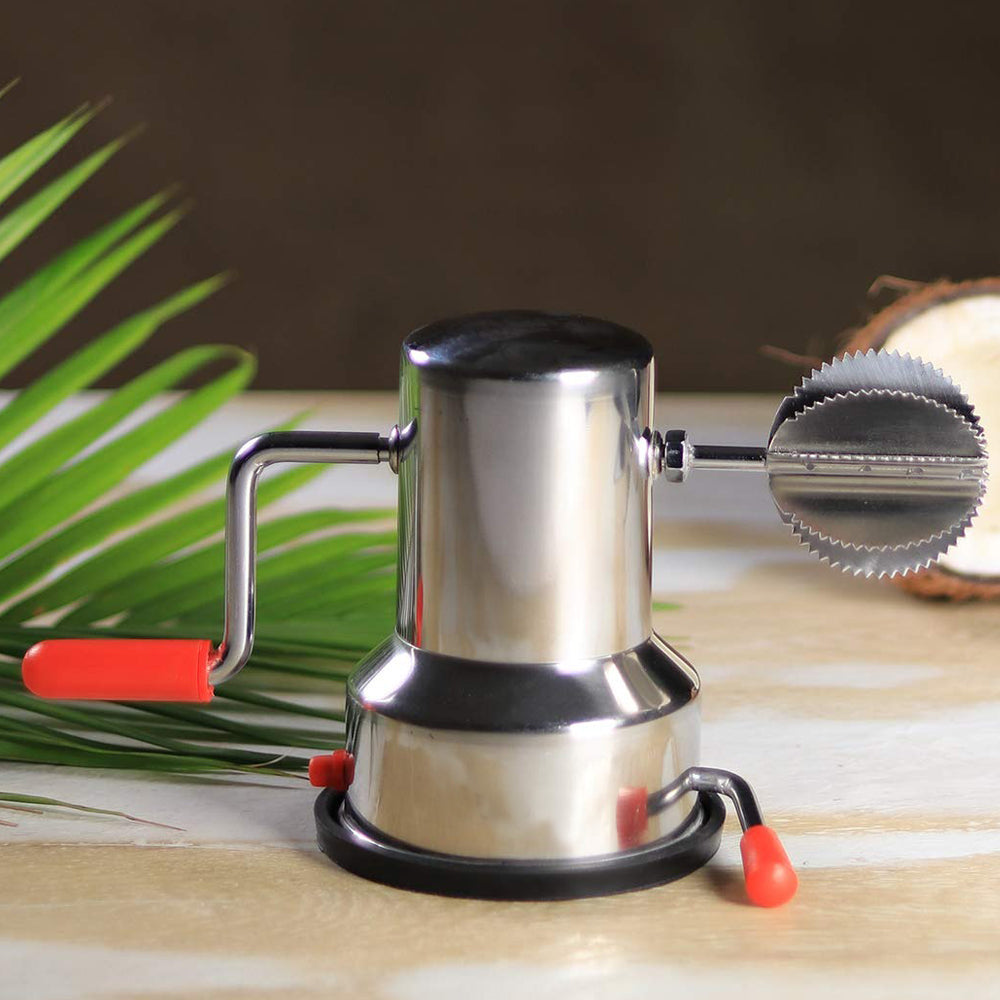 Coconut Scraper with Vacuum Base, Rotatable Handle