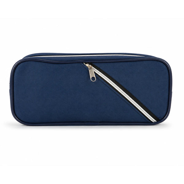 Navy Edge Dual-Zip Pencil Pouch