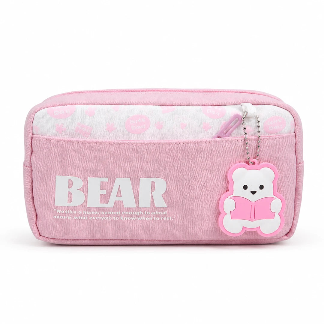 Bear Buddy Pink Pencil Pouch