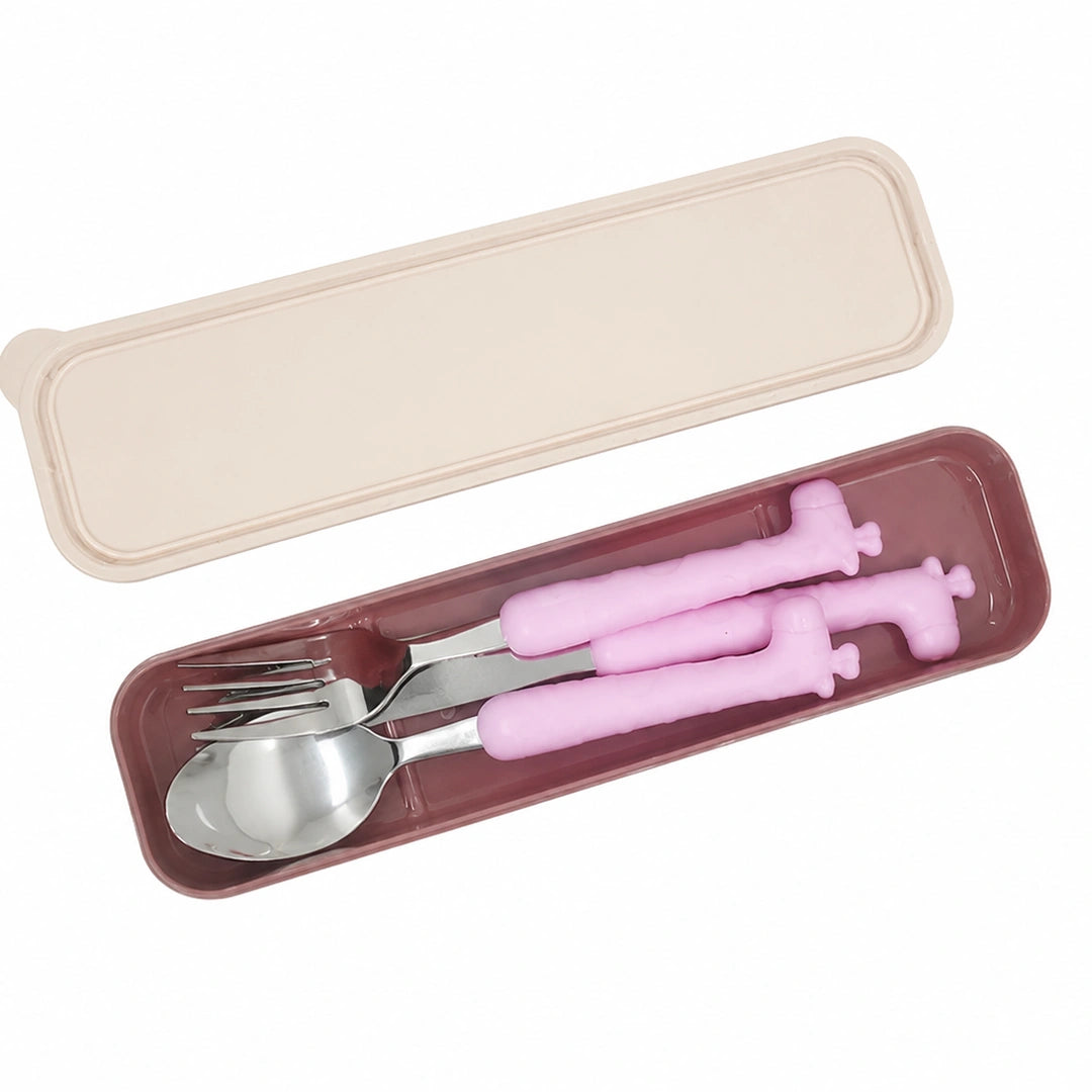 Pink Giraffe Kids Cutlery Set