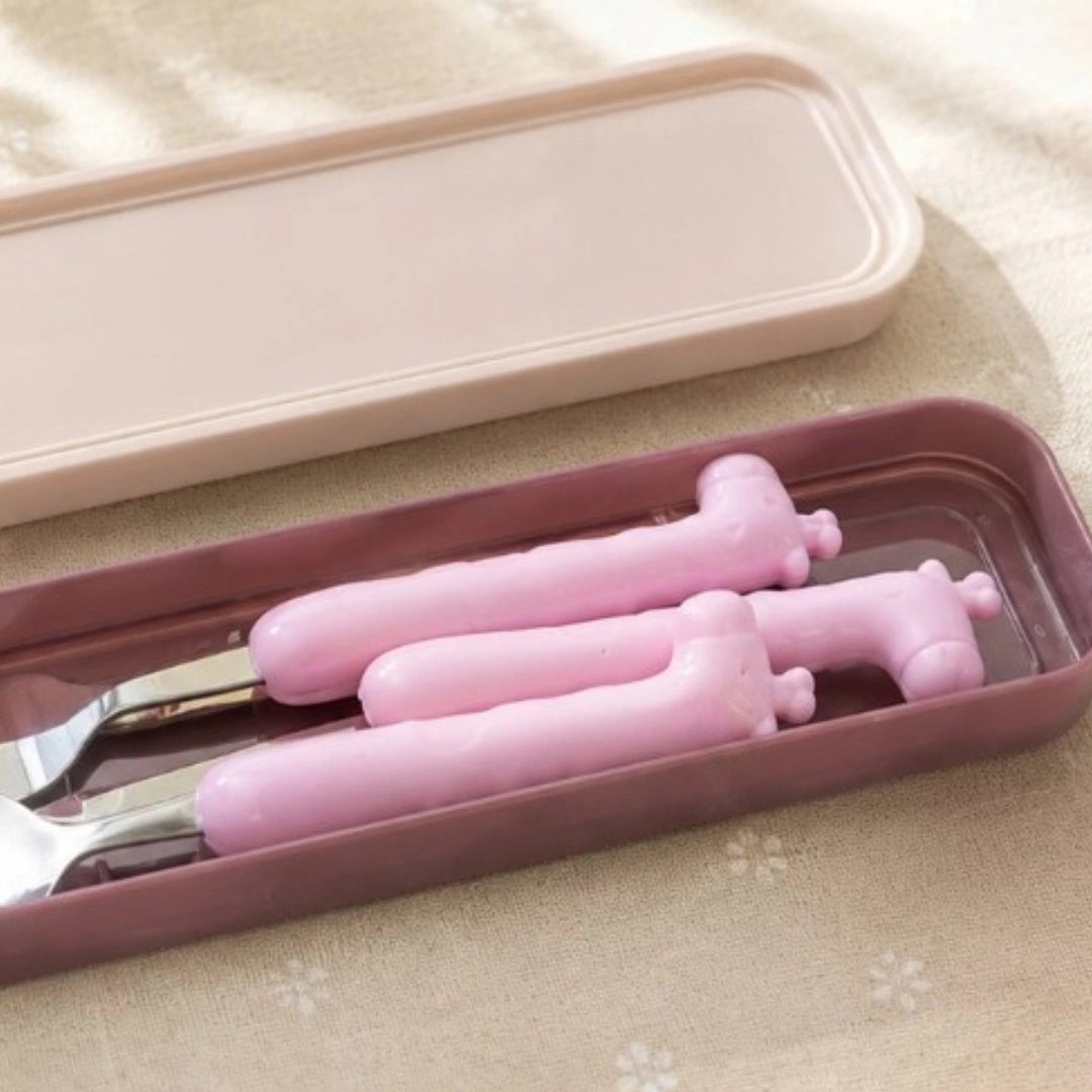 Pink Giraffe Kids Cutlery Set