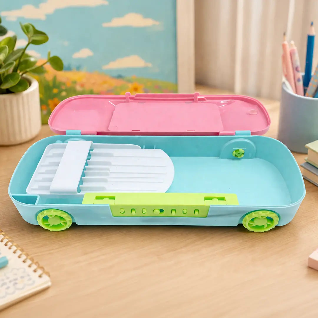 Pink Car-Shaped Password Lock Pencil Box with Mini Pinball Game
