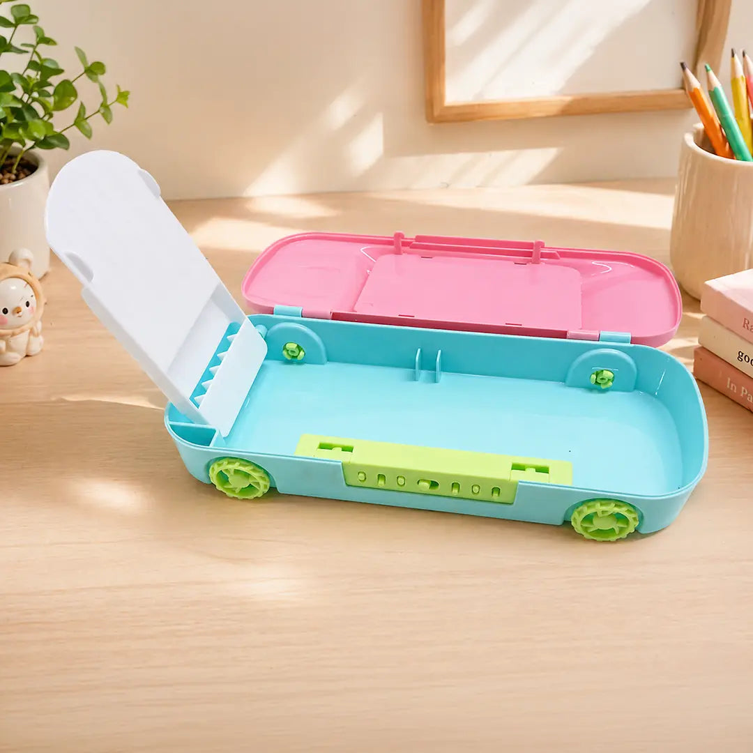 Pink Car-Shaped Password Lock Pencil Box with Mini Pinball Game