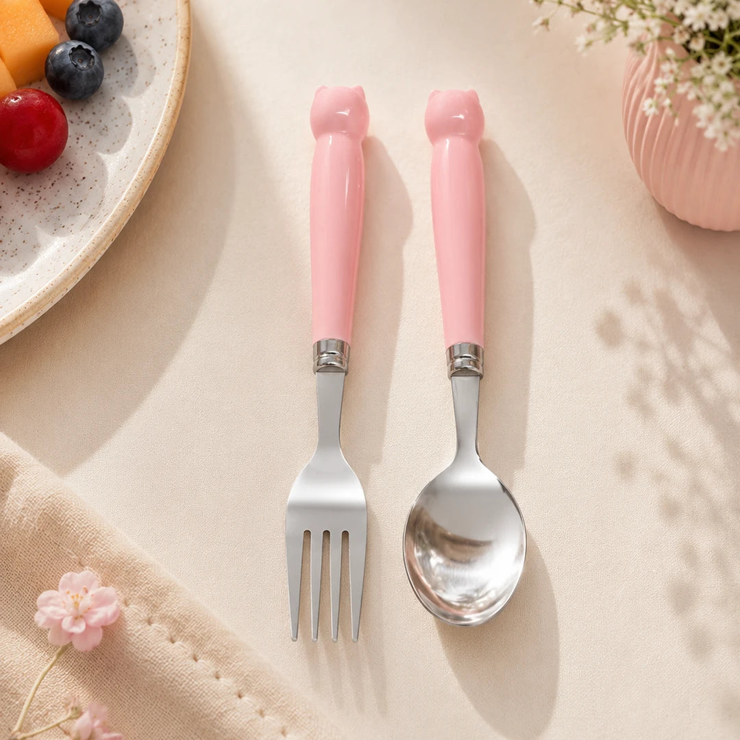 KittyBloom Kids Spoon & Fork Set with Travel Case