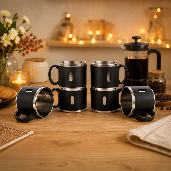 Premium Stainless Steel Double Wall Coffee Mug Set