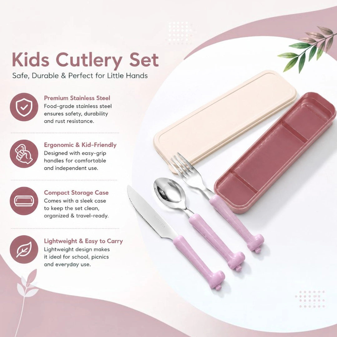 Pink Giraffe Kids Cutlery Set