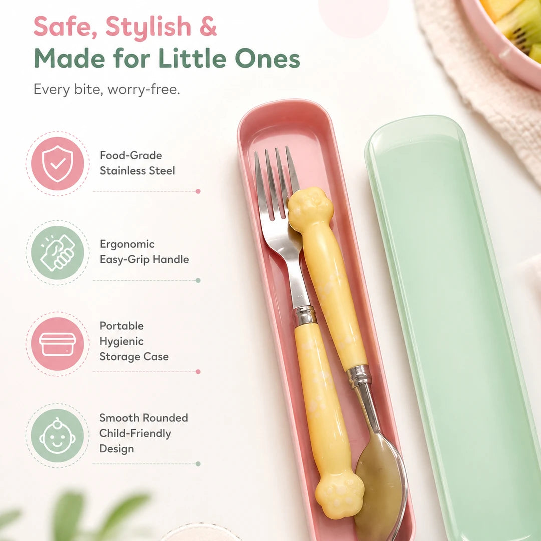 BloomBuddy Kids Cutlery Set with Travel Case