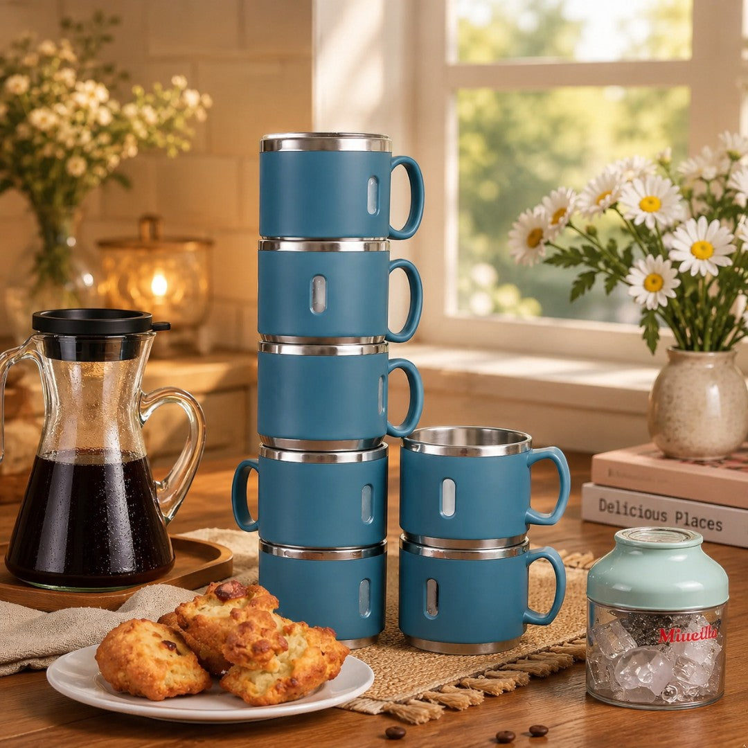 Premium Stainless Steel Double Wall Coffee Mug Set