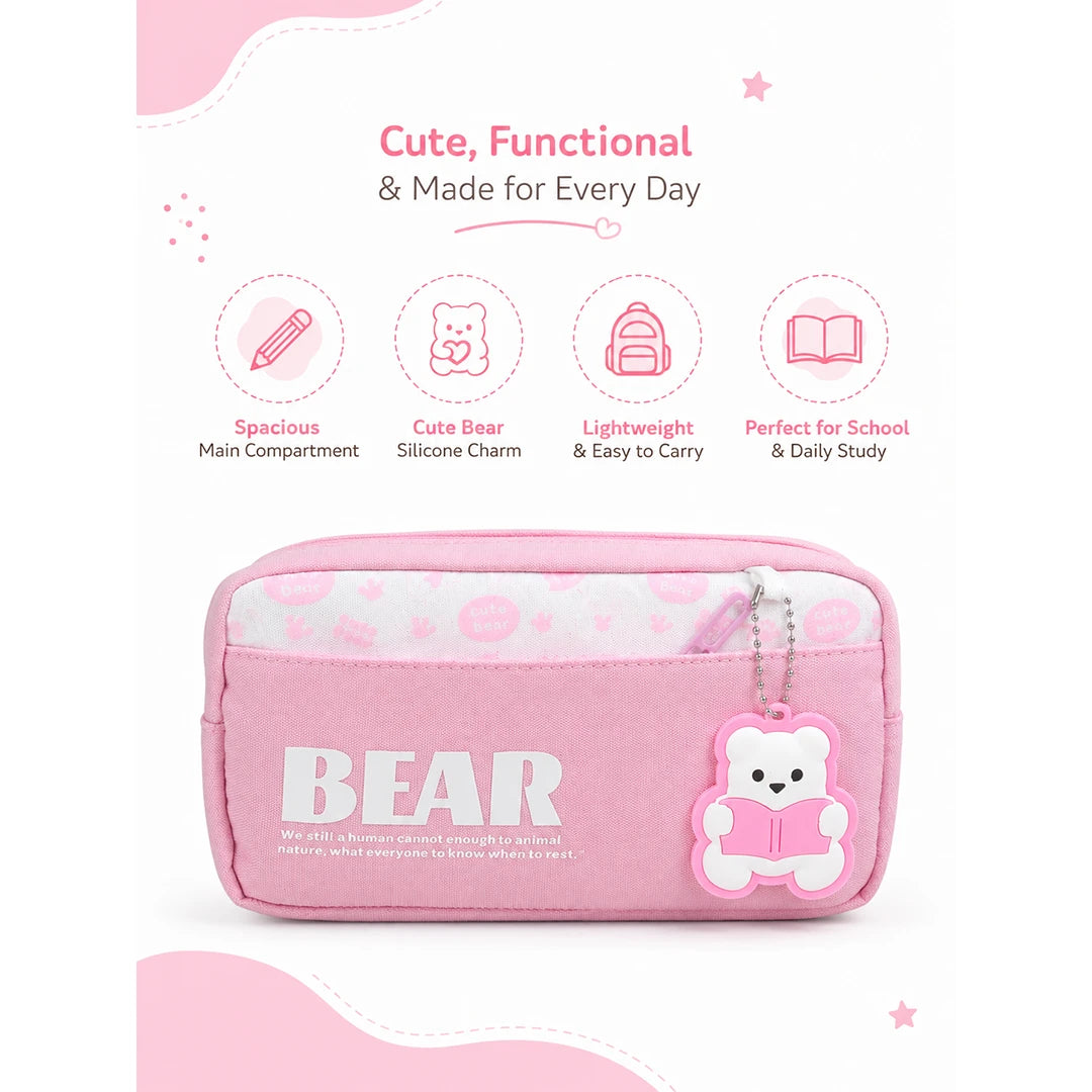 Bear Buddy Pink Pencil Pouch