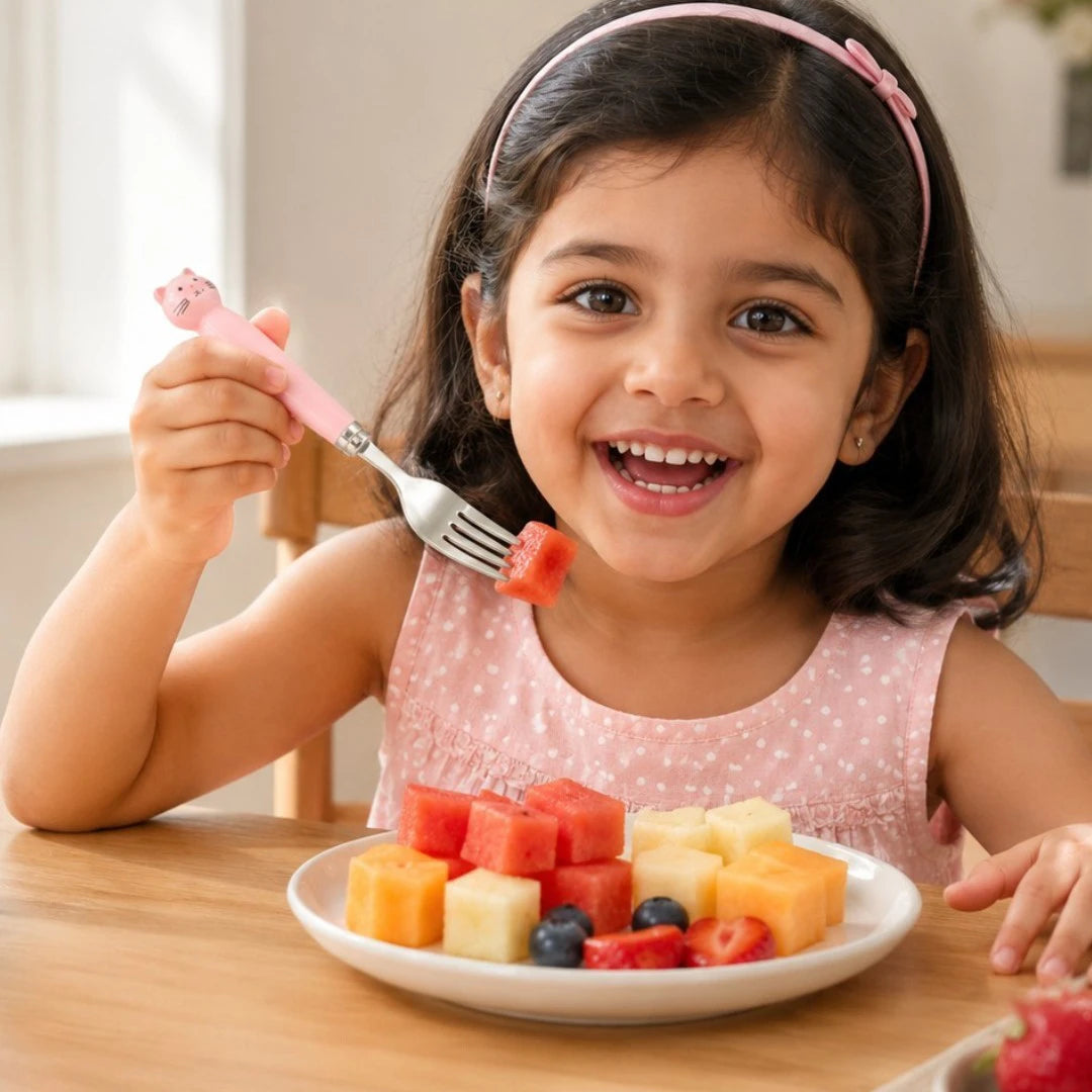 KittyBloom Kids Spoon & Fork Set with Travel Case