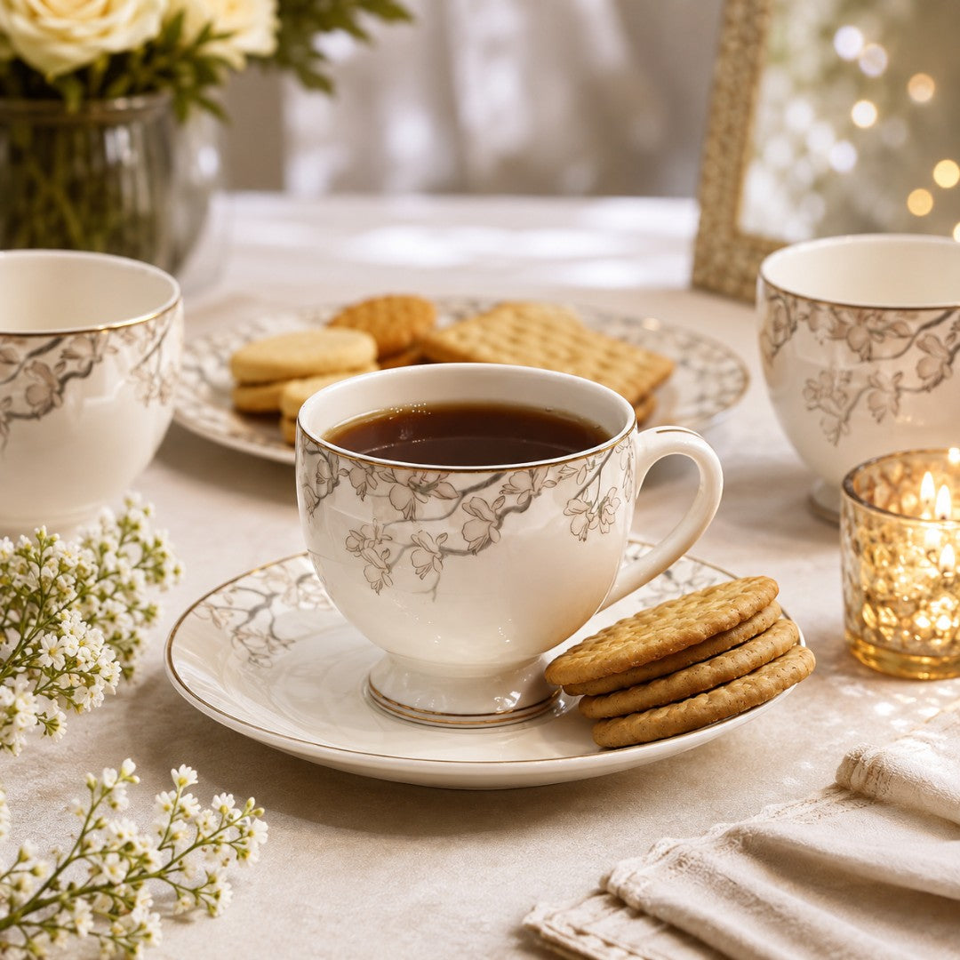 Royal Glow Ceramic Cup & Saucer Set
