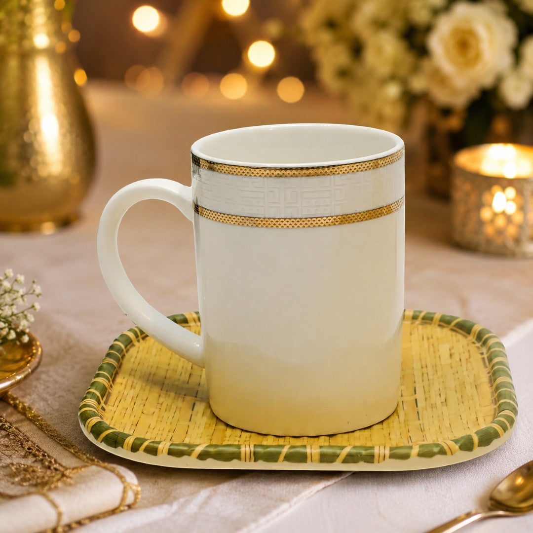 Elegant Ivory Gold Rim Ceramic Mug