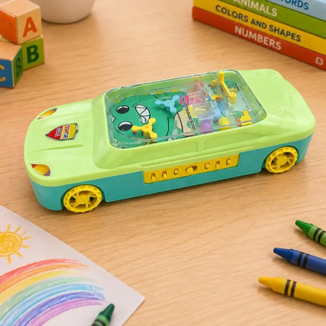 Green Car-Shaped Password Lock Pencil Box with Mini Pinball Game