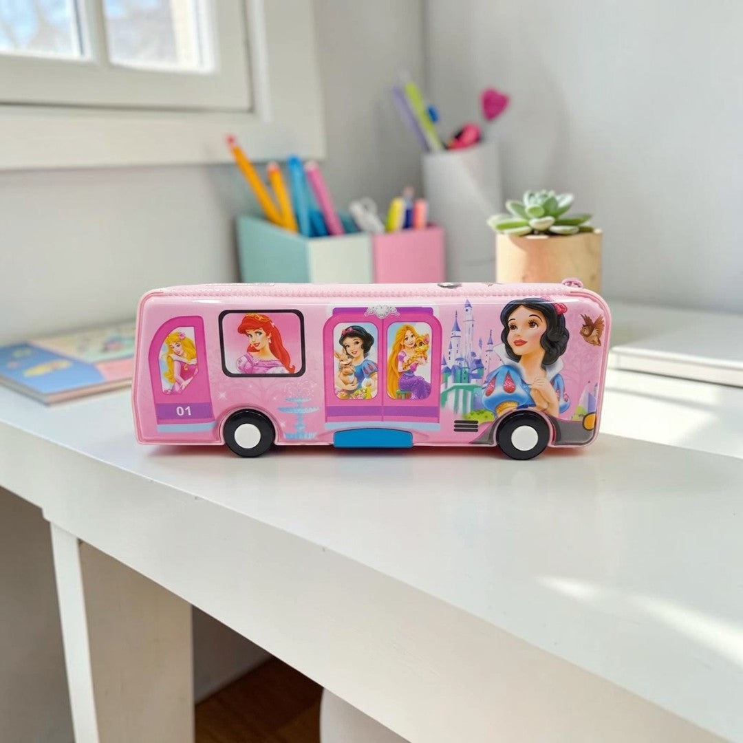 Princess Bus-Shaped Kids Pencil Box - Pink