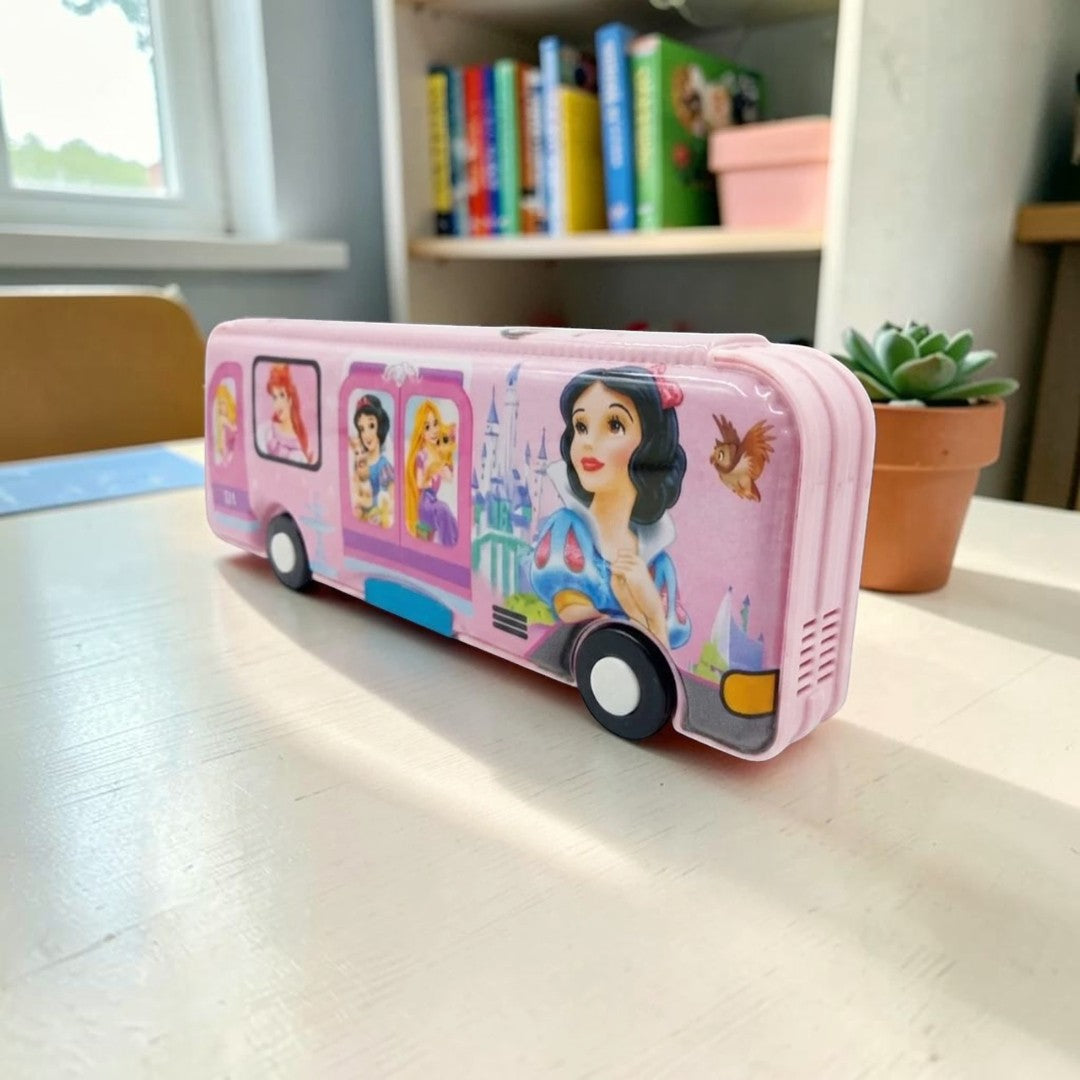 Princess Bus-Shaped Kids Pencil Box - Pink