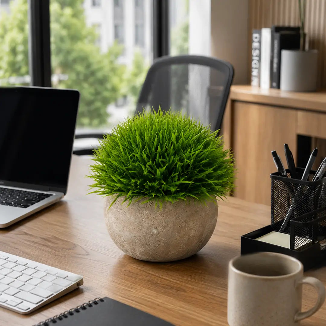 Verdant Nest Artificial Grass Plant with Pot