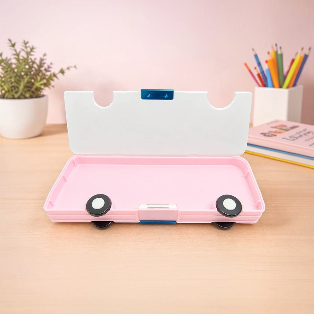 Princess Bus-Shaped Kids Pencil Box - Pink