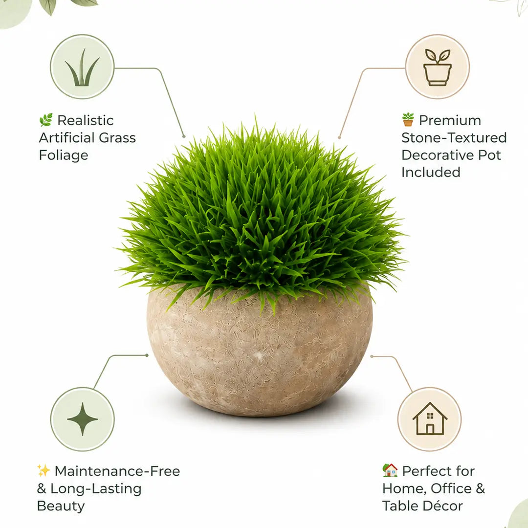 Verdant Nest Artificial Grass Plant with Pot