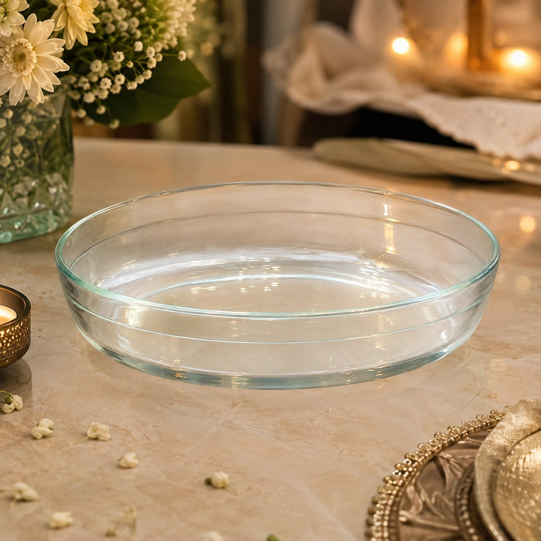 Crystal clear Borosilicate Glass Baking & Serving Dish